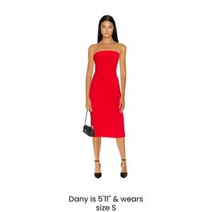 249 Norma Kamali Strapless Red Bodycon Knee Dress S 36 NWT